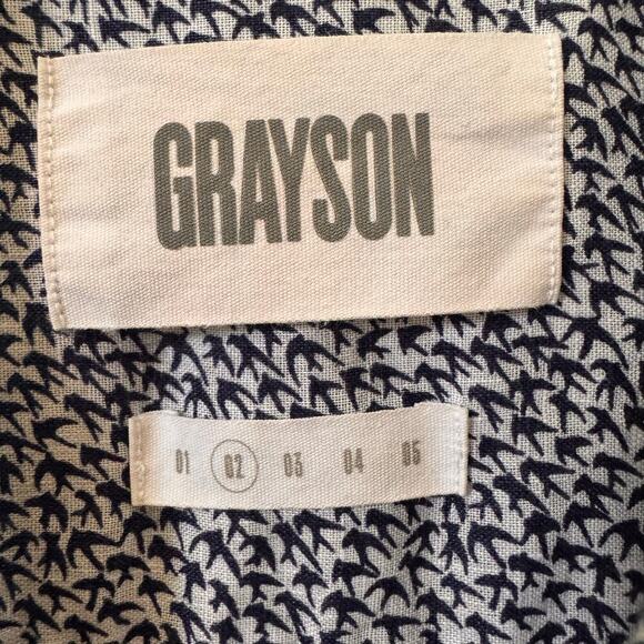 Grayson The Hero Shirt 100% Linen Bird Print Button Up Shirt 2 Size Small - Picture 9 of 11
